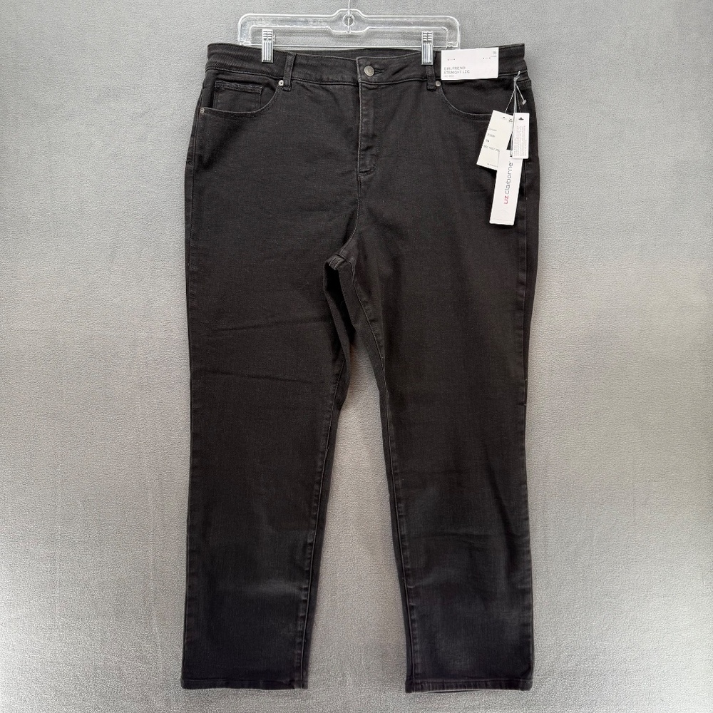 Liz‎ Claiborne Jeans Women's 18 Long Black Girlfriend Straight Leg Mid-Rise